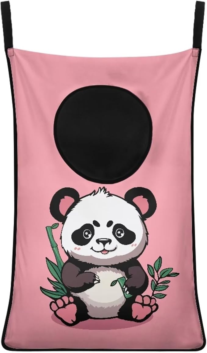 ZFRXIGN Cute Panda Hanging Laundry Hamper Large Capacity Laundry Bag Toys Storage Organizers for Girls Bedroom, Closet, Home, Dorm Over The Door Laundry Hamper Pink Animal