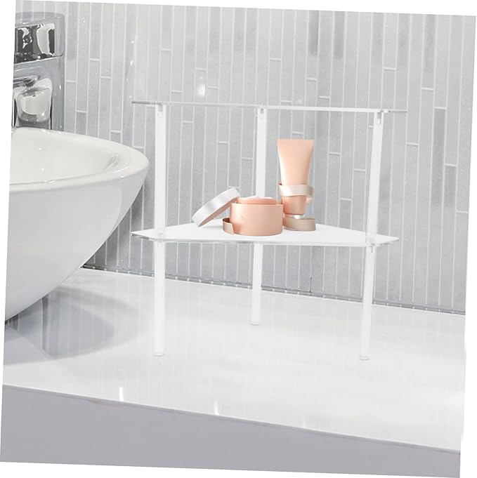 Holibanna 1set Bathroom Corner Storage Rack Organizer for Toiletries Easy to Install Space-Saving Shelf for Bathroom Kitchen