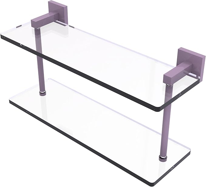 Allied Brass MT-2-16-LVN Montero Collection 16 Inch Two Tiered Glass Shelf, Lavender