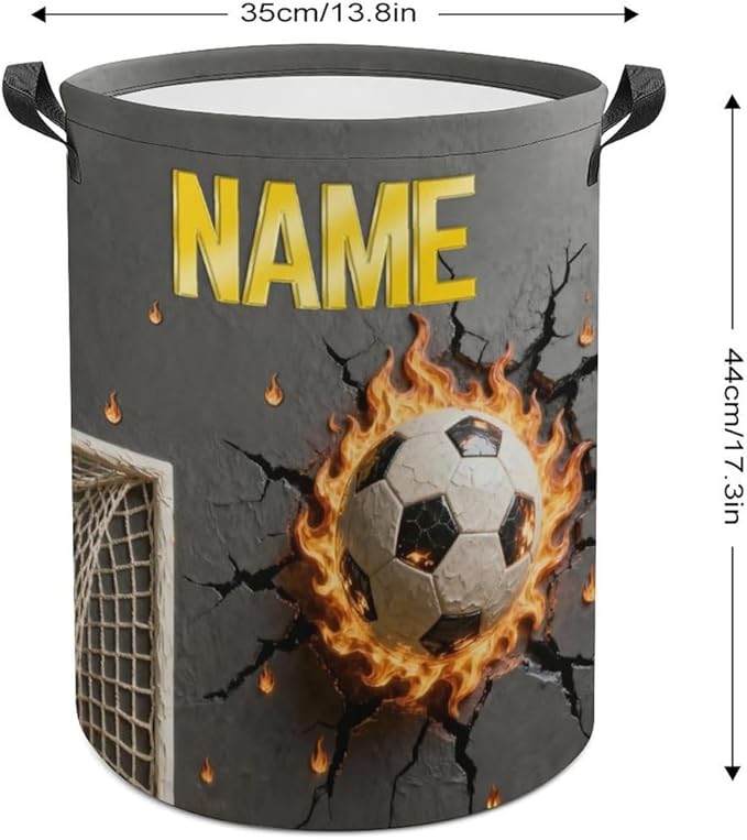 Personalized Soccer Laundry Hamper Custom Name Funny Dirty Clothes Laundry Basket Portable Storage Basket For Home Bathroom Family Football Lovers Xmas Birthday (style 24)