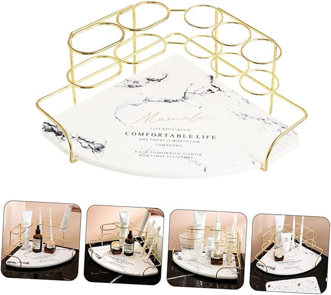Holibanna Storage Rack Toothbrush Holder Corner Shelf Bathroom Corner Storage Shelf Random Style