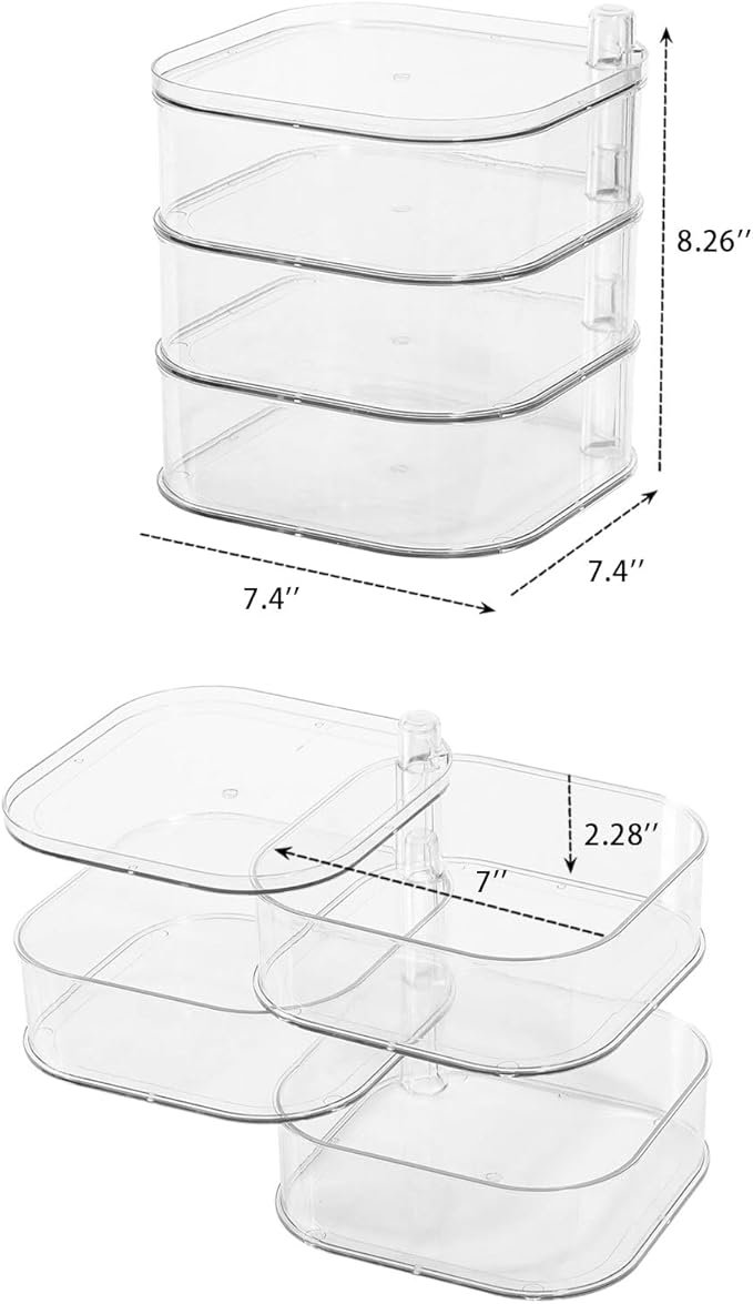 FABROK 3-Layer Hair Ties Organizer for Girls, Large Hair Accessories Storage Box for Clips, Scrunchies, Headbands, Rotating Bathroom and Vanity Container for Makeup Tools, Jewelry