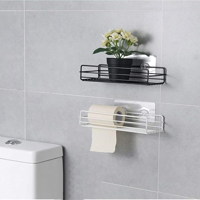 AGYH Bathroom Shelf Wall Hanging Bathroom Punch-Free Storage Rack Vanity Wall Storage Rack (Color : White)