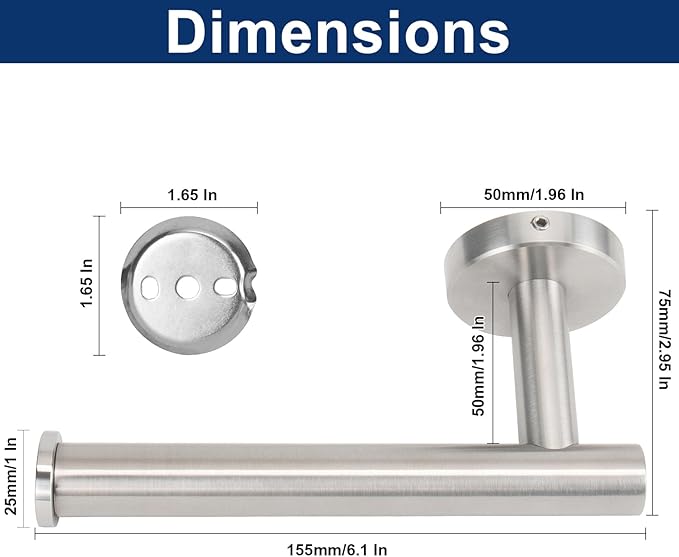 NearMoon Bathroom Toilet Paper Holder, Premium SUS304 Stainless Steel Rustproof Wall Mounted Toilet Roll Holder for Bathroom, Kitchen (2 Pack, Brushed Nickel)