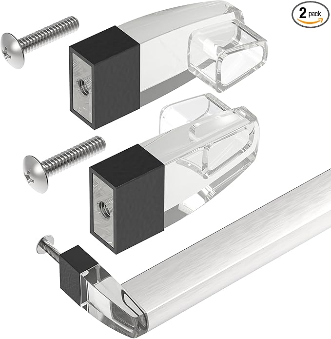 Shower Door Towel Bar Brackets for Framed Sliding Shower Door Towel Bar, Clear Acrylic Bracket with Oil Rubbed Bronze Sleeve Fit for Alumax / Basco Glass Shower Doors, Set of Two Brackets