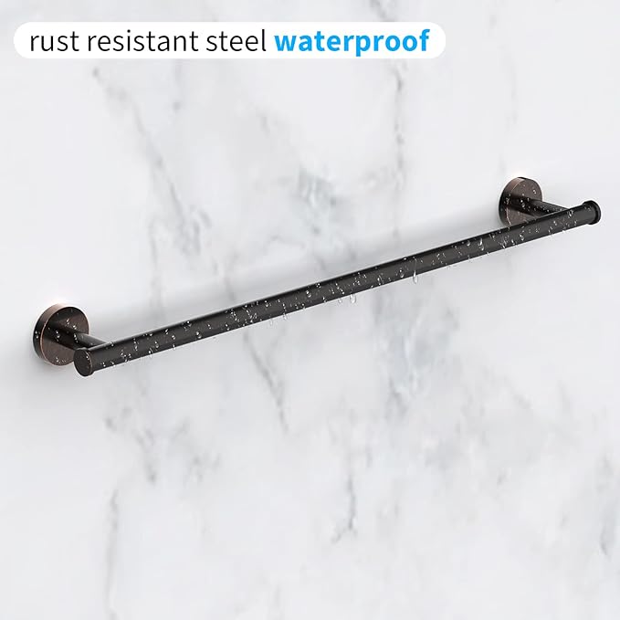 Cilee 2 Pieces Oil Rubbed Bronze Towel Bar Set, Hand Towel Holder Bathroom Hardware Set,24 Inch Towel Racks for Bathroom,Stainless Steel Wall Mount