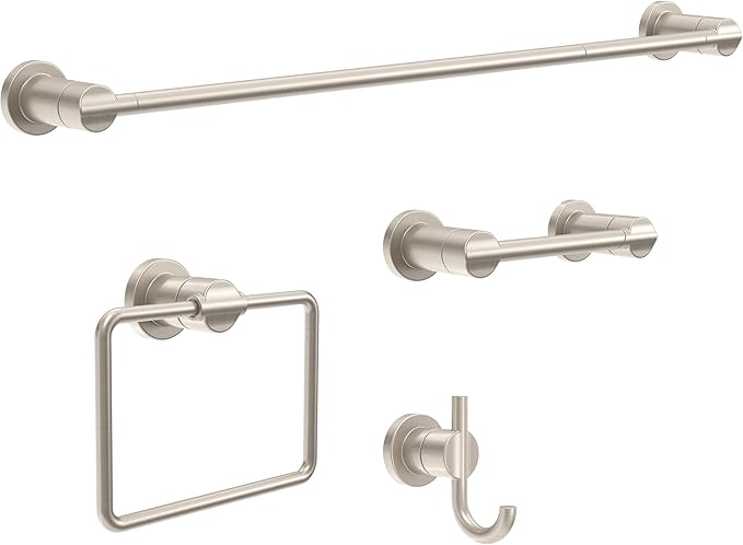 Delta Nicoli (1-Pack) 18'' w/ 6" Extender Towel Rack for Bathroom SpotShield Brushed Nickel Extendable 18-24" Towel Bar for Bathroom Wall Towel Holder Rod Wall Mounted NIC18-DN