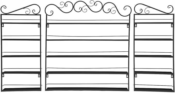 3PCS Nail Polish Racks, 4-Tier Wall-Mounted Metal Makeup Display Rack Wall Shelf Storage Organizer for Home Spa Nail Salon Lipstick Cosmetic Perfume, Black