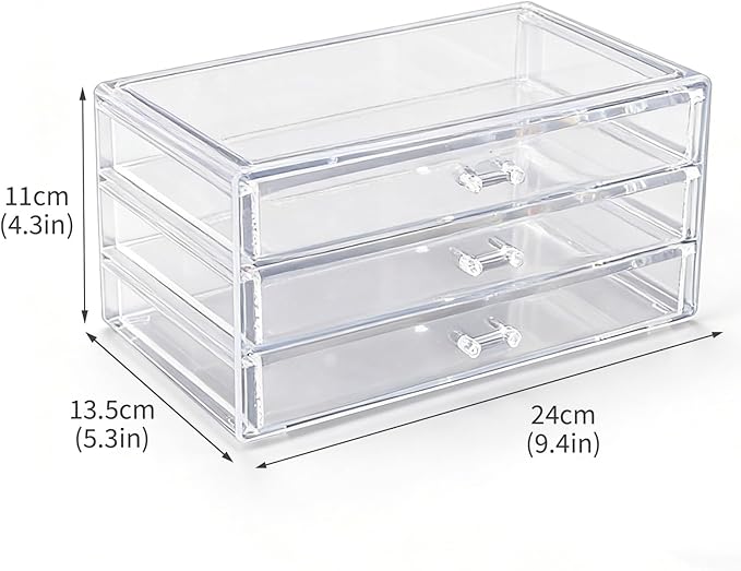 Acrylic Rollerball Perfume Organizer, 3-Layer Drawer Storage 40 Pcs perfume, Transparent Stackable Mini Perfume Holder for Travel/Sample Scentbird