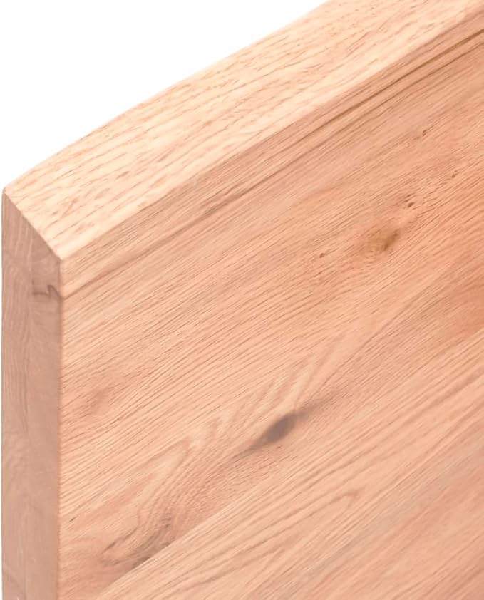 Light Brown Solid Oak Wood Bathroom Vanity Top with Live Edge 15.7"x19.7"x(0.8"-1.6") Treated Varnished Surface for Shelf Cabinet Desk Table Handmade Countertop Worktop