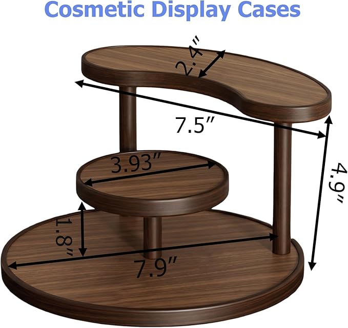 GDQ Wooden Display Organizer Stand,Perfume Organizer, Brown Bamboo Vanity Organizer Display Storage for Cosmetics, Perfume, Plants, Tea Set, Open Design for Entryway/Living Room/Bathroom/Bedroom