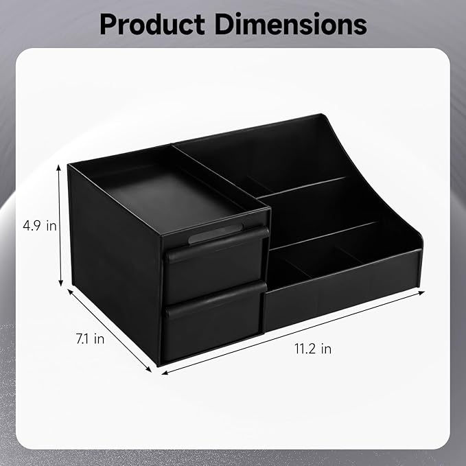 Men's Cologne Organizer for Countertop, Black Cologne Stand with Drawers and Tiered Compartments, Bathroom Organizer for Men with Drainage Holes, Grooming Storage Tray for Sink Counter