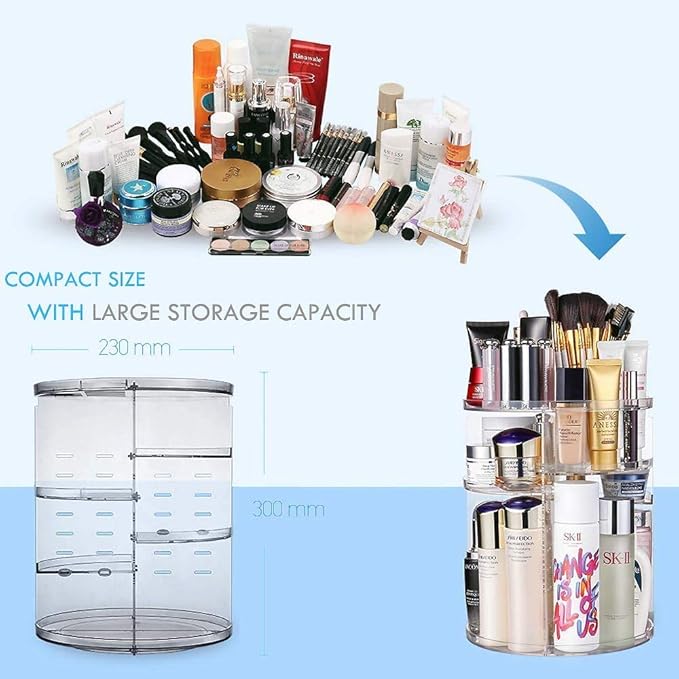 Rotating Makeup Organizer,360 Degree Adjustable Cosmetic Storage Makeup Spinning Holder Storage Rack with 7 Layers Large Capacity, Display Stand Box Perfect for Dresser (1white)