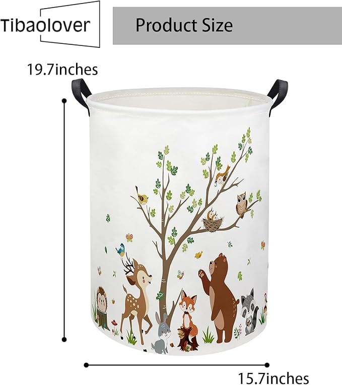 Kids Laundry Basket Baby Hamper Toy Storage Bin for Boys Room Decor Baby Nursery Hamper Gift Baskets for Bedroom Bathroom(Tree Animal)