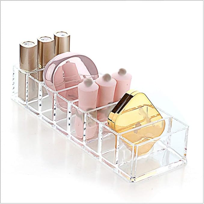 Makeup Cosmetic Display Case with 8 Slots, Skincare Organizers, Clear Makeup Storage Drawers Storage, Beauty Compact Blush (Transparent)