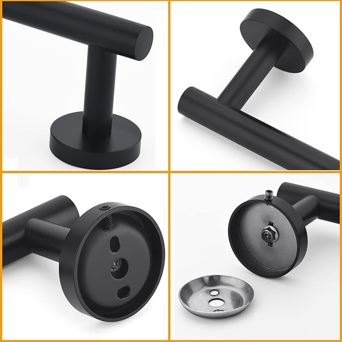 Towel Bar for Bathroom Matte Black, 33Inch Towel Rack Wall Mounted, Thicken Round Bath Towel Holder Rod SUS304 Stainless Steel, Heavy Duty Dish Cloths Hanger for Bathroom, Kitchen