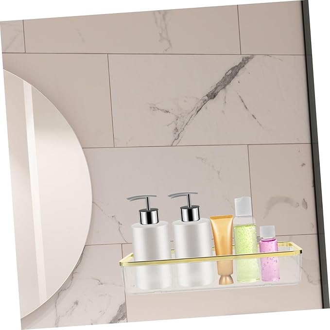 Mobestech Transparent Wall Mounted Bathroom Shelf Rack for Multi Functional Clear Storage for Skincare Products Sturdy and Elegant Design