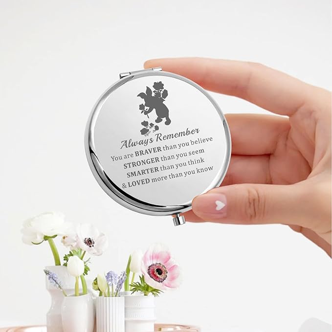 KEYCHIN Pig Pocket Mirror Pink Pig Fans Gifts You are Braver Stronger Smarter Than You Think Pig Compact Mirror (Pig-S)