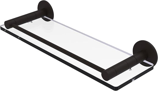 Allied Brass FR-1/16G-ORB Fresno Collection 16 Inch Glass Vanity Rail Shelf, Oil Rubbed Bronze