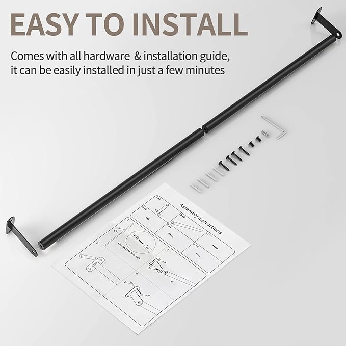 JUYSON Bathroom Towel Bar 24 Inch, Towel Racks for Bathroom Wall Mounted, Stainless Steel Heavy Duty Modern Single Towel Bar Holder Towel Rod Wall Mounted(Single Bar-Black, 24 in)