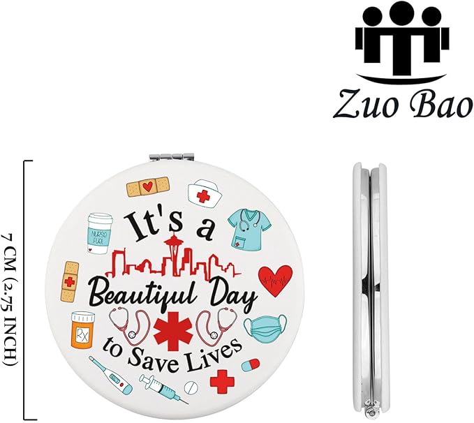 Zuo Bao Greys Anatomy Mirror It's a Beautiful Day to Save Lives Neuro Nurse Gift (Save Lives)