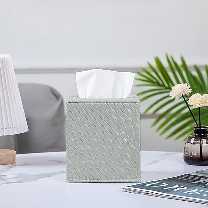 Grey Tissue Box Cover,Tissue Box Cover Square,Grey Tissue Box Holders,Tissue Holder for Bathroom Accessories,Bathroom Tissue Holders