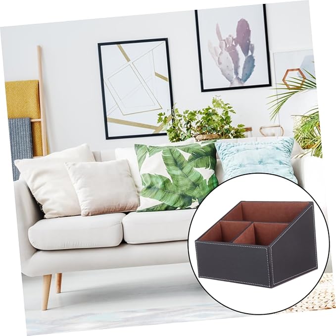 Uonlytech Trapezoidal Storage Sundries Case Creative Desktop Organizer Home Storage Box Filing Boxes Lids Leather Flannelette Lining