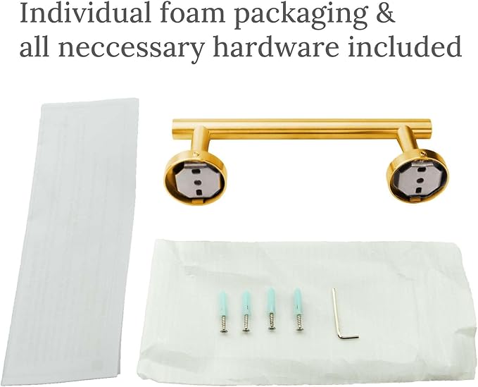 Modket 9 Inches Brushed Gold Towel Bar Bathroom Hardware 304 Stainless Steel Wall Mounted Kitchen Towel Holder Cloths Hanger