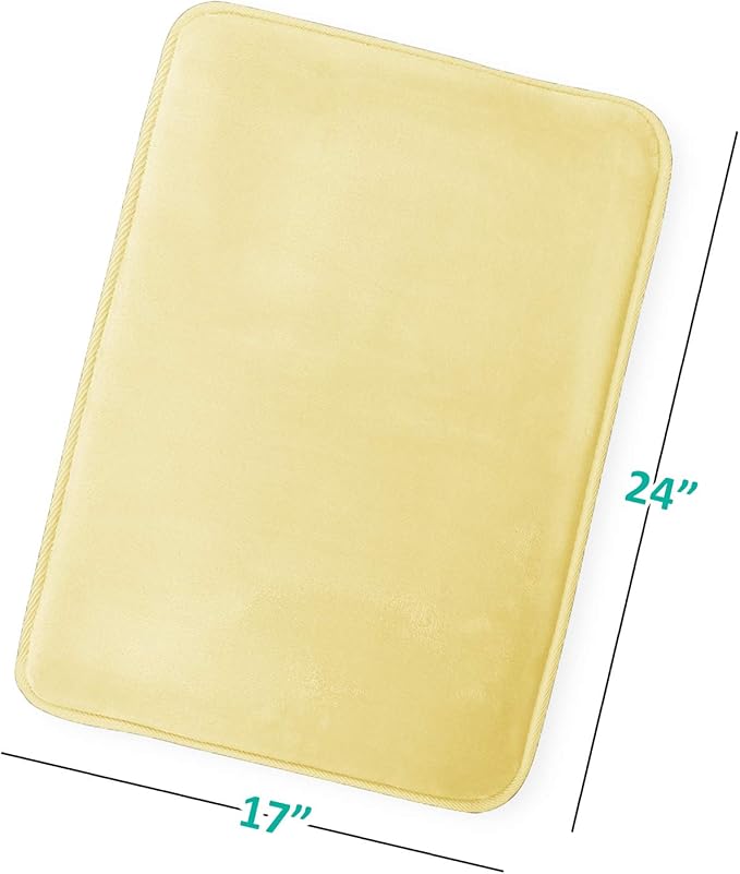 Clara Clark Bathroom Rugs, Velvet Memory Foam Bath Mat, Non-Slip, Machine Washable Bath Rugs - Dries Quickly, Ultra Soft Plush Bath Mats for Bathroom, 17 x 24, Mellow Yellow