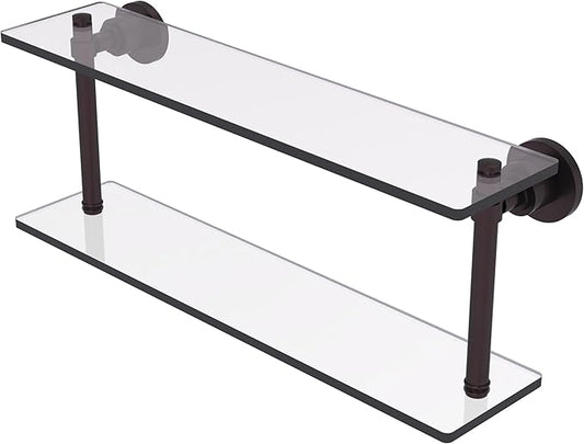 Allied Brass WS-2/22-ABZ Washington Square Collection 22 Inch Two Tiered Glass Shelf, Antique Bronze