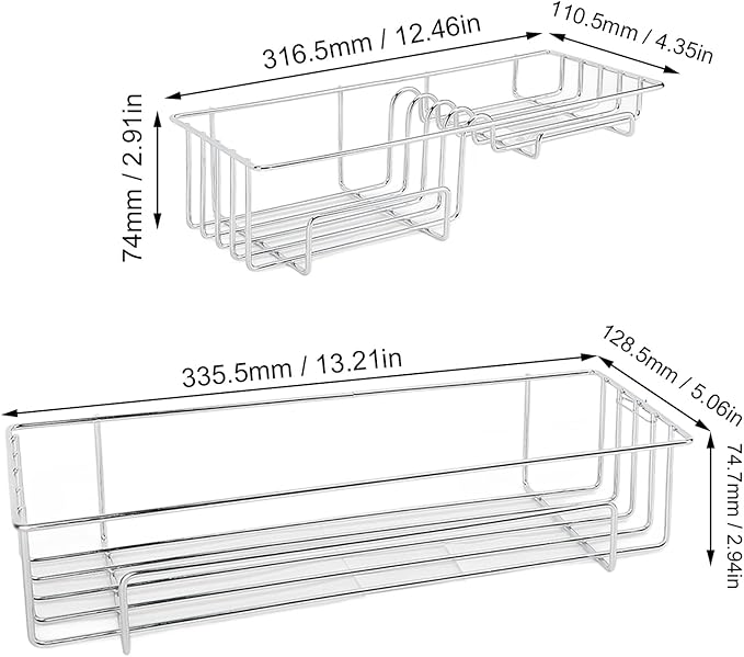 Floating Shelves for Wall, 2PCS Set Iron Bathroom Shelves Over Toilet, Multifunctional Wall Mounted Hanging Shelves, Bathroom Floating Shelves for Kitchen, Bathroom, Living Room