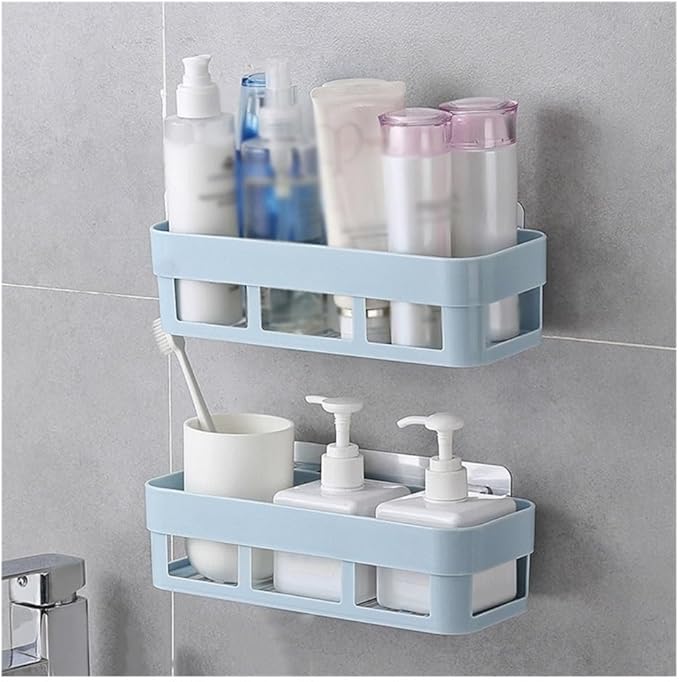 Bathroom Shelves 2 Shelves Toilet Simple Plastic Storage Rack Toilet Washstand Wall Mounted Storage Rack Non Perforated Storage Rack Bathroom Organizers and Storage(Gray+Powder)