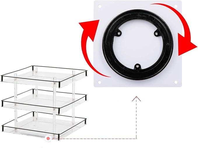 J JACKCUBE DESIGN Nail Polish Organizer, 3 Tier Acrylic 360 Rotating Display Rack Stand Makeup Cosmetics Storage Box Carousel Shelf with Black Iron Guard, Hold Up to 180 – MK302-3