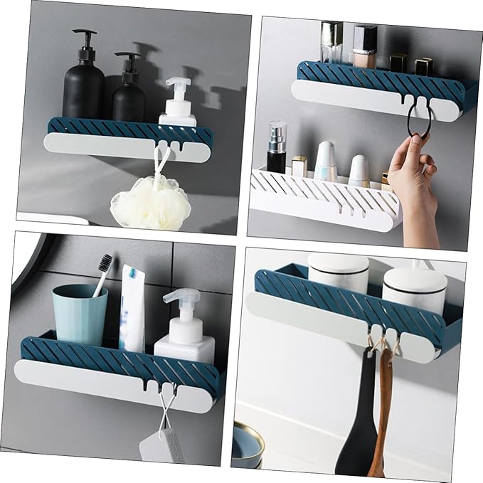 POPETPOP Toilet Bathroom Organizer Wall-Mounted Storage Rack Adhesive Shelf for Toiletries Small Space Storage