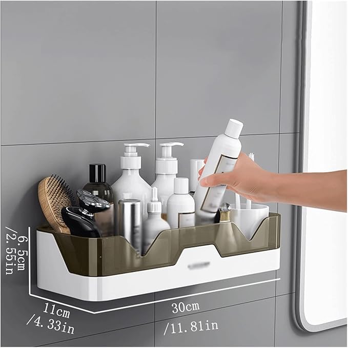 Bathroom Storage Rack Storage Rack Toilet Washstand Single Layer Plastic Simple Storage Rack Kitchen Counter Plastic Storage Rack Wall Mounted Storage Rack Bathroom Shelf(Brown)