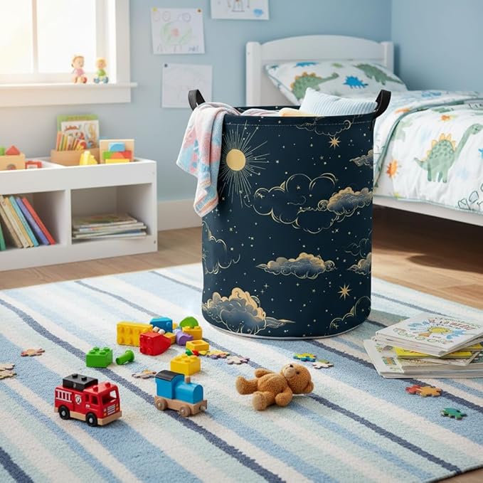 Baby Laundry Hamper kids laundry Basket Waterproof Storage Bin for Bedroom Toy Clothes Organizer Basket Woodland Animals Room D??cor(Stars)