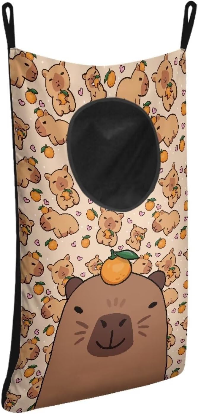 ZOUTAIRONG Cute Capibala Hanging Laundry Hamper Bag American Afro Girl Laundry Hamper for Holding Clothes and Saving Space Clothes Basket