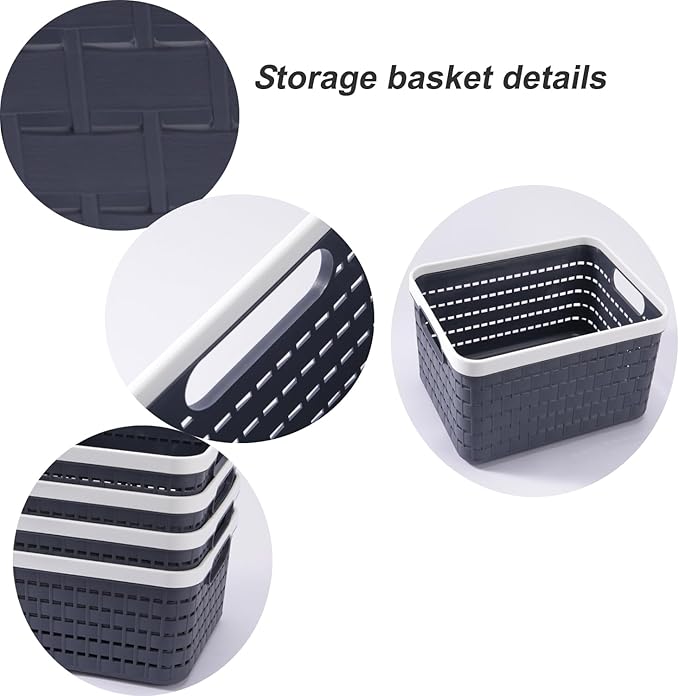 Plastic Storage Bin Baskets, Toilet Paper Basket for Bathroom, Plastic Organizer Shower Caddy with Handles for Living Room (Medium Pink 2 Pack)