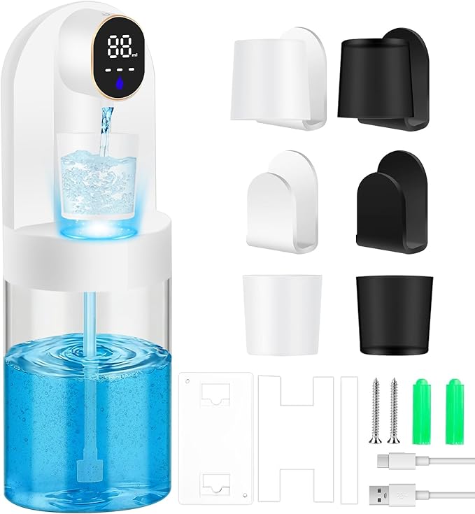 Automatic Mouthwash Dispenser for Bathroom, 20.29 oz Touchless Smart Wall-Mounted Mouth Wash Dispensers, 4 Magnetic Cups, 4 Dispensing Modes, Hands-Free Bathroom Accessories for Home Kids Family-White