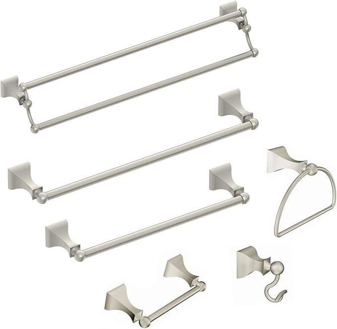 Moen DN8324BN Retreat Collection 24-Inch Bathroom Single Towel Bar, Brushed Nickel
