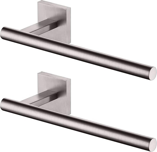 KOKOSIRI Towel Holder Brushed Nickel Bathroom Accessory Hand Towel Bars Wall Mounted Kitchen Cabinet Paper Holder Stainless Steel 2 Pack, B3008BR-P2