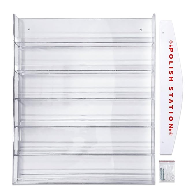 Beauticom Professional Clear Acrylic Nail Polish Wall Rack Display (Holds up to 96 Bottles) (Acrylic Clear)