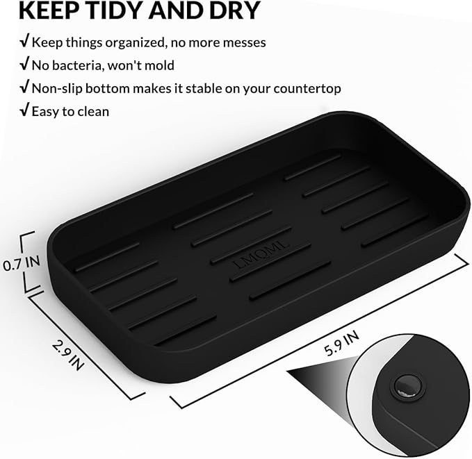 LMQML Soap Dispenser - 2 Pack, Antique Design Thick Glass Hand Soap Dispensers with Sturdy Tray; 304 Rust Proof Stainless Steel Black Pump, 12Pcs Stickers, for Kitchen, Bathroom