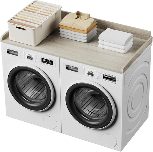 Washer Dryer Countertop, Washer Dryer Topper, Solid Wood Washers and Dryers Countertop, 54" Width x 27.5" Depth Laundry Countertop for Laundry Room Organization and Storage, White Oak