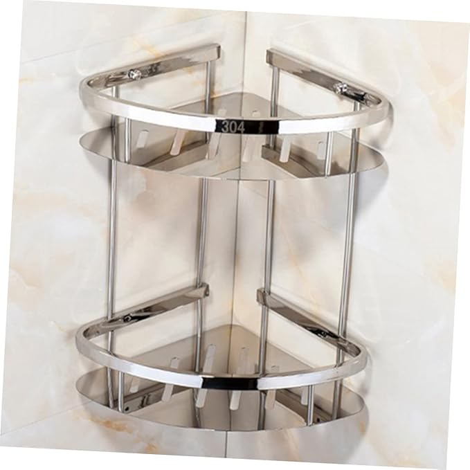 Ciieeo Bathroom Shelves Wall Mounted Storage Holder Stainless Steel Corner Shelf Triangle Storage Rack