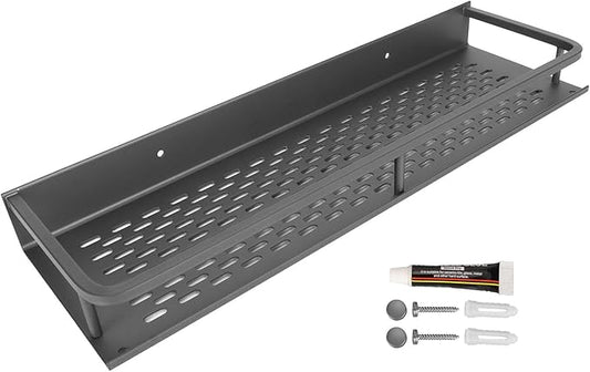 Bathroom Rack,Gray 40cm Space Saving Draining Hole Storage Rack Wall Mounted Bathroom Floating Shelf for Bathroom Toilet Balcony Toilet Wall
