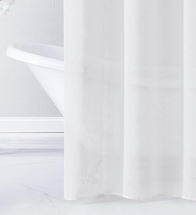 Dainty Home Bathroom Linen Look Bath Shower Curtain 70" x 72" Water Resistant Polyester Blend Fabric Shower Curtain Washable Shower Curtain Perfect Cloth Decor for Stylish Bathrooms