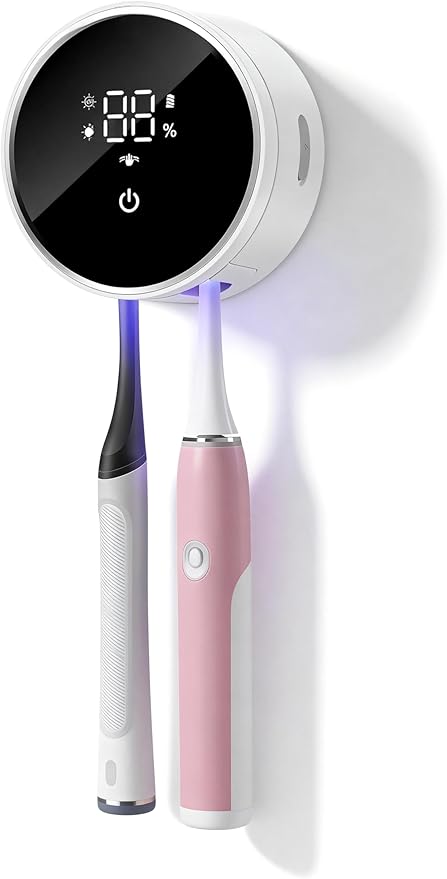 Toothbrush Holders for Bathroom, WONICO Toothbrush Sanitizer Holder, Tooth Brush Wall-Mounted Cleaner Organizer with Auto-Inductive Cover, Air Drying Fits Most Electric, Manual and Kids’ Toothbrushes