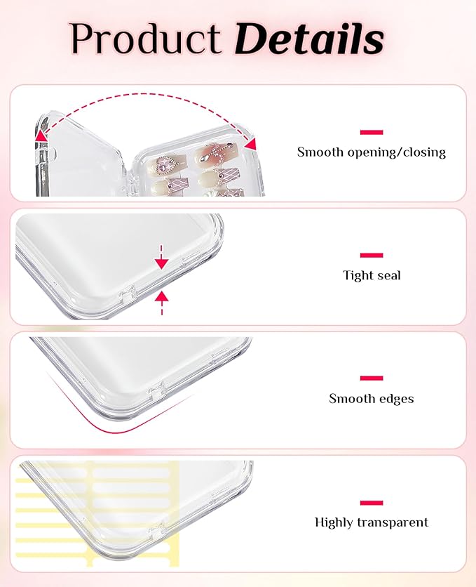 16PCS Press on Nail Boxes, Nail Cases for Press Ons with Adhesive Double Sided Tape