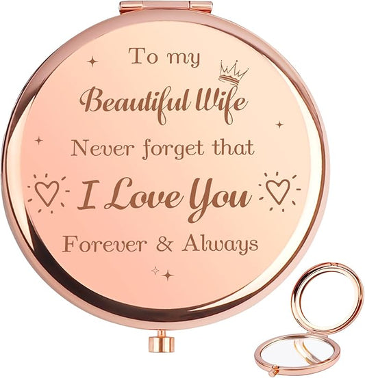 Wife Birthday Gifts Ideas,Best Wife Presents, for Mothers Day from Husband,Gift for Mothers Day Anniversary Christmas Valentine's DayCompact Mirror